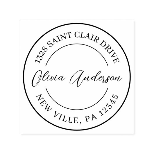 Elegant eenvoudig cirkel handtekening adres zelfinktende stempel (Design)