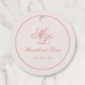 Elegant Eenvoudig Cirkel Roze Monogram Label (Achterkant)