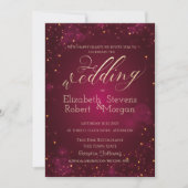 Elegant Eenvoudig Confetti Rood Huwelijk Kaart (Voorkant)