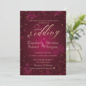 Elegant Eenvoudig Confetti Rood Huwelijk Kaart (Staand voorkant)