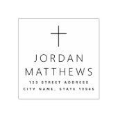 Elegant eenvoudig cross Christelijk retouradres Rubberstempel (Afrduk)