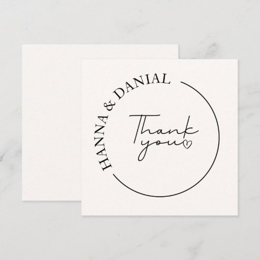 Elegant eenvoudig dank u bruiloft gunst kaart (Voorkant / Achterkant)