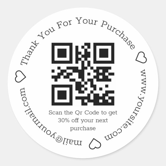 elegant eenvoudig dank voor zakelijke qr - code ronde sticker (Voorkant)