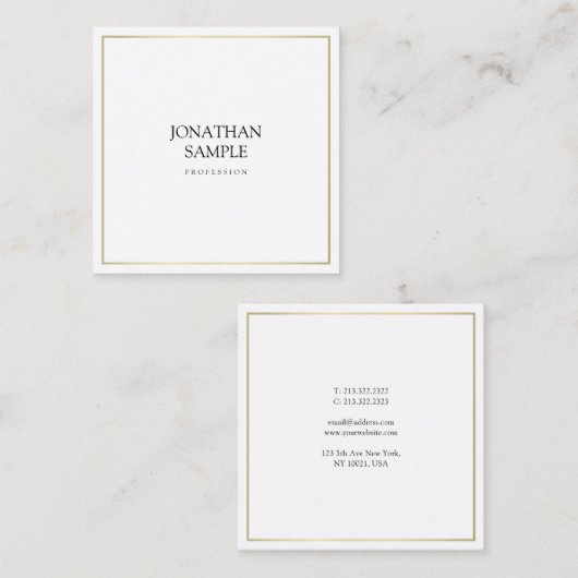Elegant eenvoudig design Gold, moderne, profession Vierkante Visitekaartje (Voorkant / Achterkant)