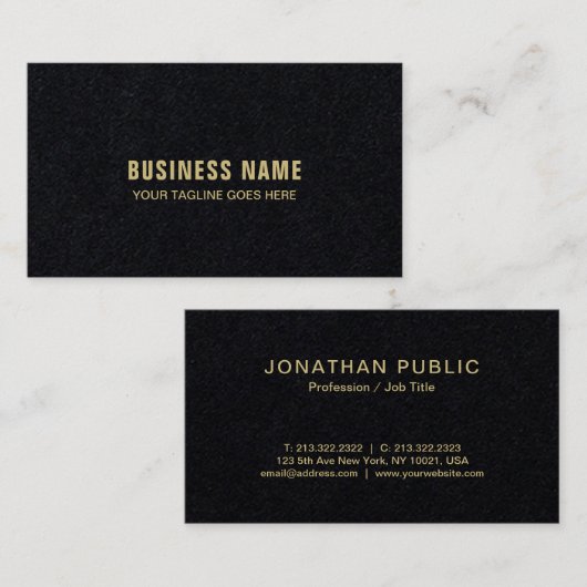 Elegant eenvoudig design, modern luxe Premium zwar Visitekaartje (Voorkant / Achterkant)