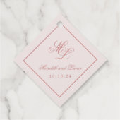 Elegant Eenvoudig Diamant Roze Monogram Label (Achterkant)