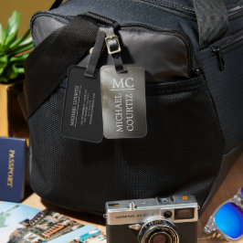 Elegant eenvoudig donker bos Monogrammus personali Bagagelabel