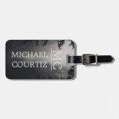 Elegant eenvoudig donker bos Monogrammus personali Bagagelabel (Voorkant horizontaal)