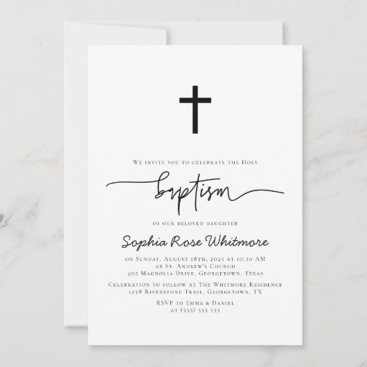 Elegant eenvoudig doopsel kaart (Voorkant)