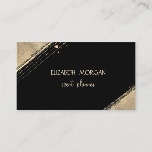 Elegant eenvoudig Faux Gold, zwart Visitekaartje (Voorkant)