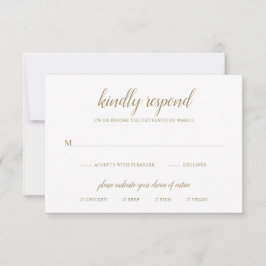 Elegant Eenvoudig formeel Manuscript Gold Wedding RSVP Kaartje