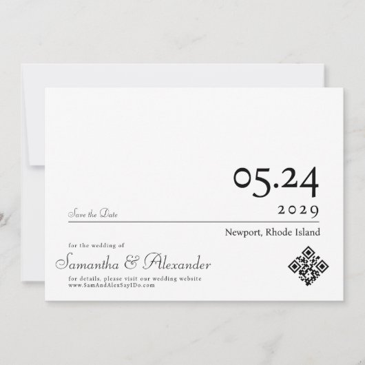 Elegant Eenvoudig Formeel Script Niet-Foto Bruilof Save The Date (Voorkant)