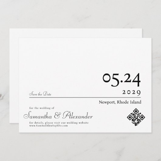 Elegant Eenvoudig Formeel Script Niet-Fotografisch Save The Date (Voorkant / Achterkant)