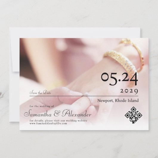 Elegant Eenvoudig Formeel Script Unieke Foto Bruil Save The Date (Voorkant)