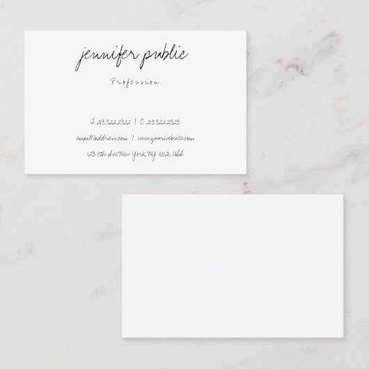 Elegant eenvoudig Freehand Script Modern minimalis Visitekaartje (Voorkant / Achterkant)