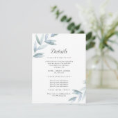Elegant Eenvoudig gebladerte. Botanische bruiloft Informatiekaartje (Staand voorkant)