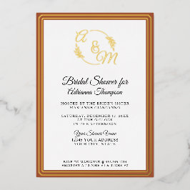 Elegant Eenvoudig Gebrand Sinaasappel Goud Vrijgez Folie Uitnodiging