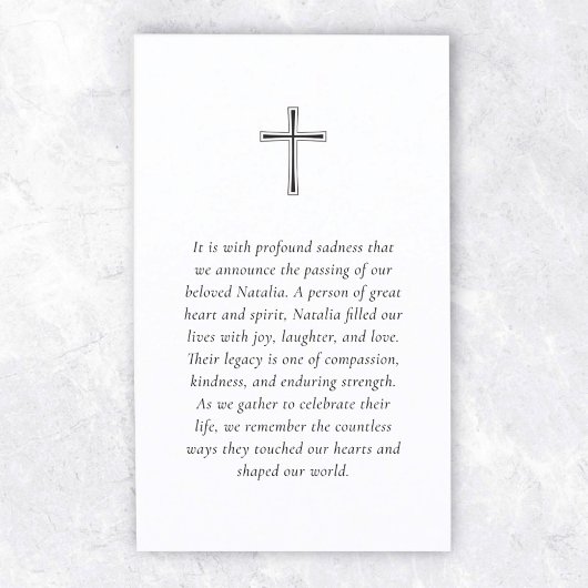 Elegant & Eenvoudig Gedenkfoto Uitvaartgebed Visitekaartje