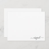 Elegant eenvoudig gepersonaliseerd script wit notitiekaartje (Voorkant / Achterkant)