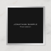 Elegant Eenvoudig Gewoon Modern Zilver Professione Vierkante Visitekaartje (Voorkant)