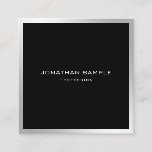 Elegant Eenvoudig Gewoon Modern Zilver Professione Vierkante Visitekaartje (Voorkant)