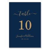 Elegant Eenvoudig Glam Script Bruiloft Goud Marine Kaart (Achterkant)