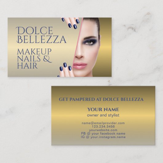 Elegant Eenvoudig Glanzend Glanzend Kijkend Faux G Visitekaartje (Voorkant / Achterkant)