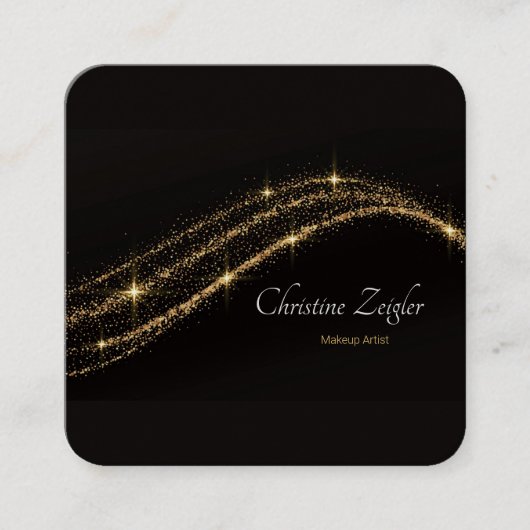 Elegant eenvoudig Gold glitter modern zwart Chic B Vierkante Visitekaartje (Voorkant)