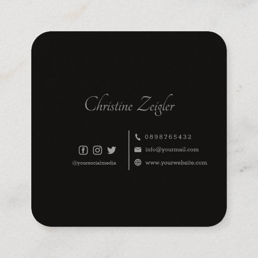 Elegant eenvoudig Gold glitter modern zwart Chic B Vierkante Visitekaartje (Achterkant)