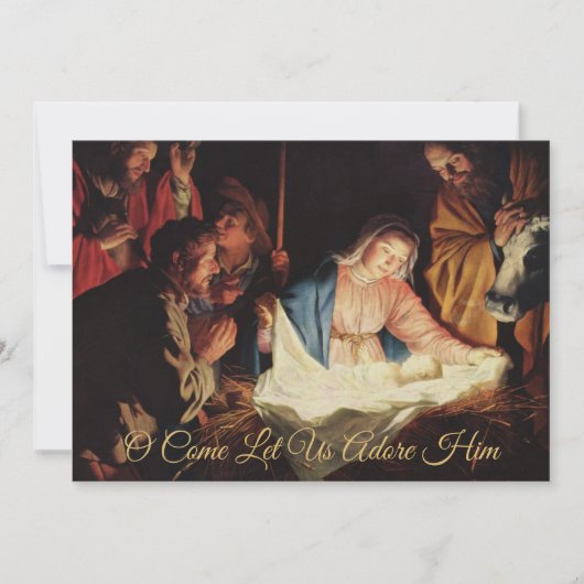 Elegant Eenvoudig Gold Nativiteit Religieuze Kerst Feestdagenkaart (Voorkant)