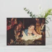 Elegant Eenvoudig Gold Nativiteit Religieuze Kerst Feestdagenkaart (Staand voorkant)