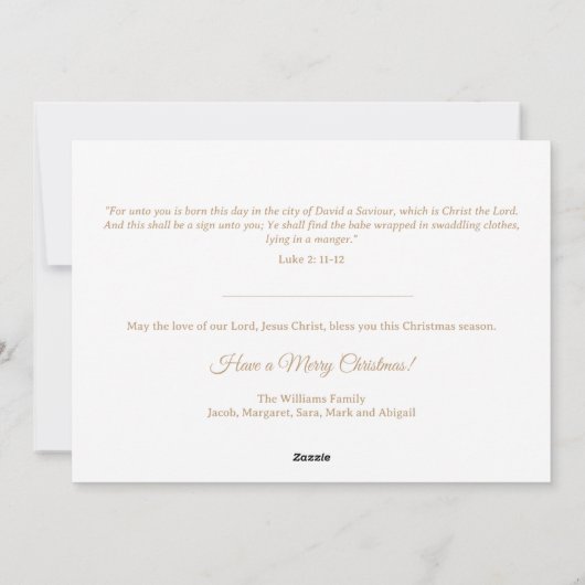 Elegant Eenvoudig Gold Nativiteit Religieuze Kerst Feestdagenkaart (Achterkant)