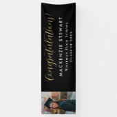 Elegant eenvoudig Gold Script Photo Afstuderen Spandoek (Verticaal)