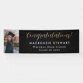 Elegant eenvoudig Gold Script Photo Afstuderen Spandoek (Horizontaal)