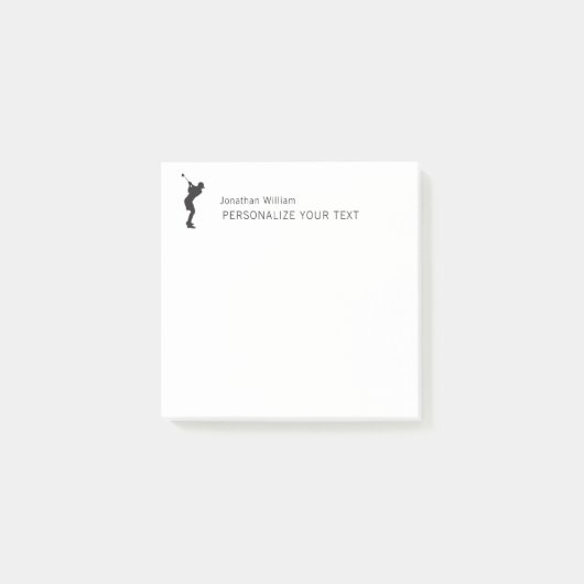 Elegant Eenvoudig Golfspeler Persoonlijk Briefpapi Post-it® Notes (Voorkant)