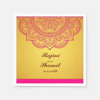 Elegant eenvoudig goud en roze Paisley Indian Hind Servet