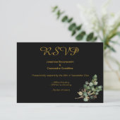 ELEGANT EENVOUDIG GOUD NATUURLIJK GOUD ZWART RSVP KAART (Staand voorkant)