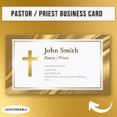 Elegant Eenvoudig Goud Pastor Priester Visitekaart Visitekaartje