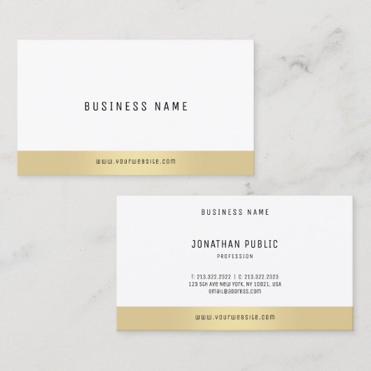 Elegant Eenvoudig Goud Wit Bedrijf Professional Visitekaartje (Voorkant / Achterkant)