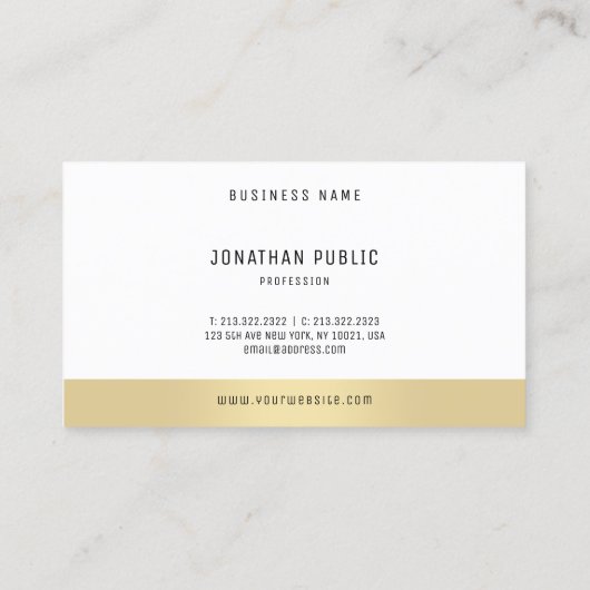 Elegant Eenvoudig Goud Wit Bedrijf Professional Visitekaartje (Achterkant)