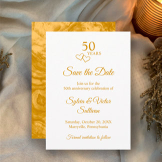 Elegant Eenvoudig Gouden 50ste Verjaardagsfeest Save The Date