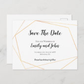 Elegant eenvoudig gouden geometrisch Lijst / Save  Briefkaart (Voorkant / Achterkant)