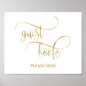 Elegant eenvoudig gouden kalligrafie gastboek poster (Voorkant)