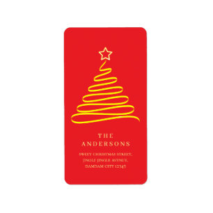 Elegant Eenvoudig Gouden Kerstboom Retouradres Etiket