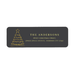 Elegant Eenvoudig Gouden Kerstboom Retouradres Etiket