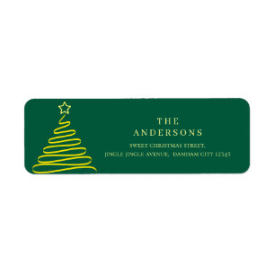 Elegant Eenvoudig Gouden Kerstboom Retouradres Etiket