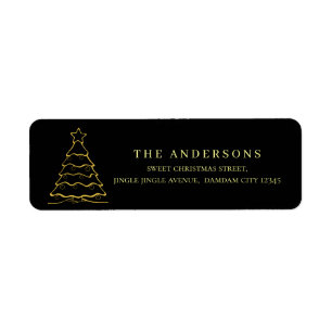 Elegant Eenvoudig Gouden Kerstboom Retouradres Etiket