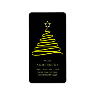 Elegant Eenvoudig Gouden Kerstboom Retouradres Etiket