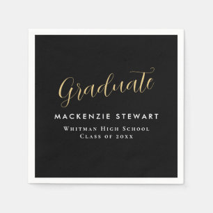 Elegant Eenvoudig Gouden Script Afstuderen Zwart Servet