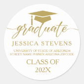 Elegant eenvoudig gouden script Calligrafie op Whi Ronde Sticker (Voorkant)